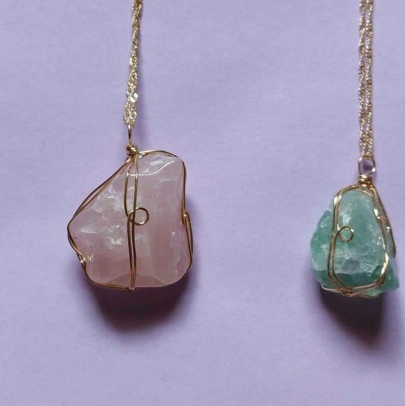 Large Raw Wire Wrapped Natural Healing Crystal Necklaces - Picture 6 of 6